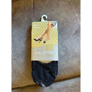 Gold Toe Black Lace Top Women's No Show Shoe Liners 2 Pair